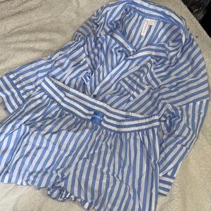 Blue Striped Pajama Set